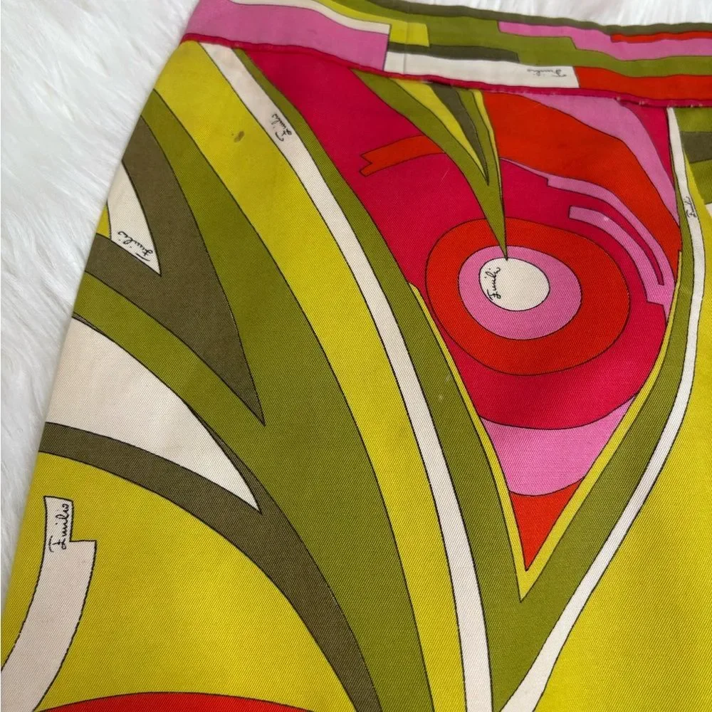 Emilio Pucci Vintage 60’s Saks Fifth Avenue Vibrant Abstract Pencil Skirt 8 RARE